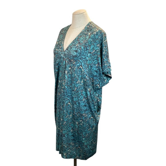 Peruvian Connection Turquoise Print Stretch Tent Dress - Picture 1 of 9
